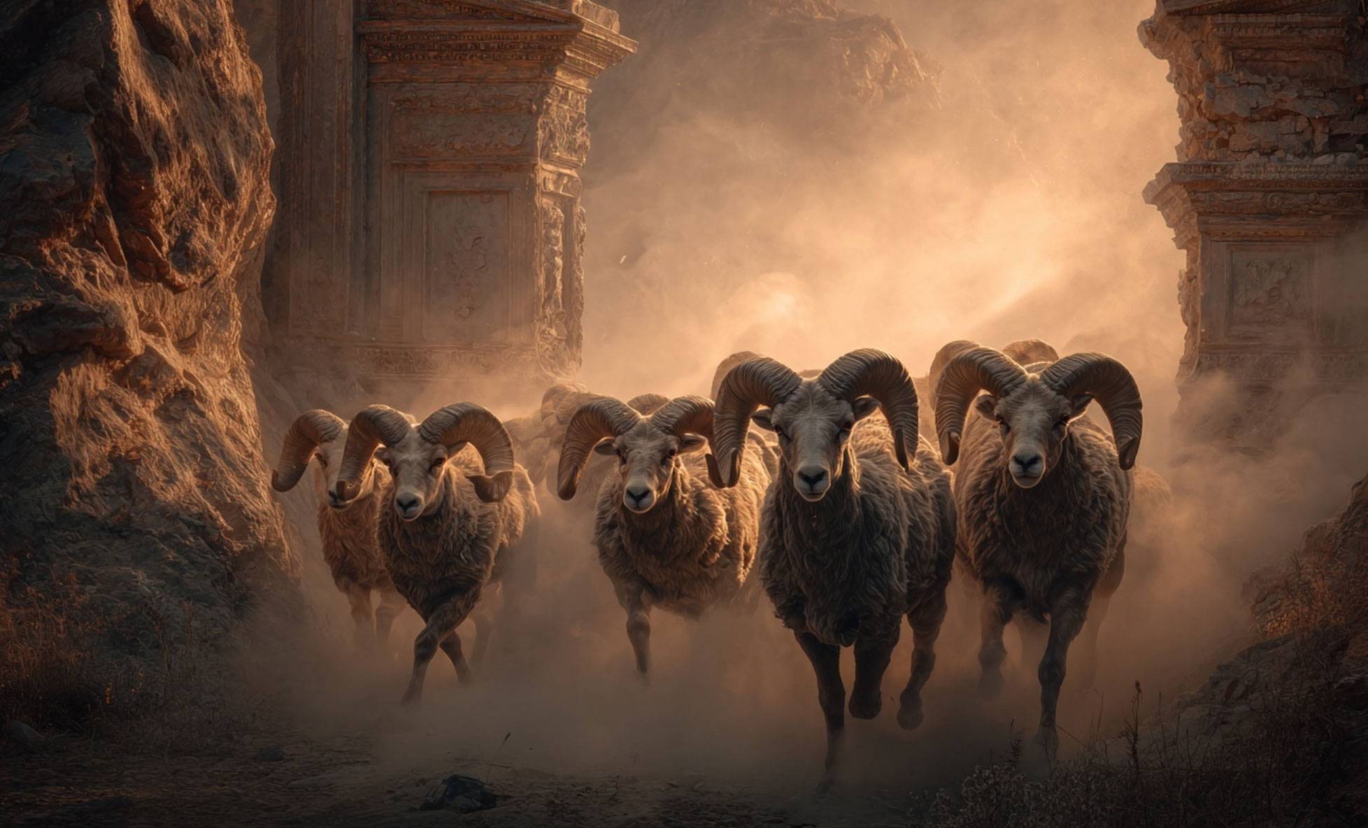 Fire Scene From Rams Seven Rams at the Gate: The Aries Pile-Up of April 2026 and What It ...